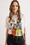 Women's Ecru Colored Printed Regular Fit T-Shirt Tsh-19000968 - 4