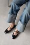 Libon Women's Buckle Detail Wrinkled Leather Ballet Flats Black - 2