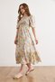 Women's Yellow Blue Gipe Detailed Midi Woven Viscose Dress Elb-19002607 - 4