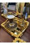 6 Pieces Gold Presentation Tray with Gold Handles for Japanese Rose & Coffee & Cake/ Pastry Serving 21 cm - 2