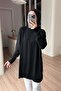 Side Zipper Basic Mercerized Tunic - Black