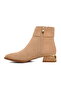 Beige Suede Women's Heeled Boots - 3