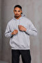 سترة رياضية بقلنسوة كبيرة الحجم مخططة للجنسين مع جيب كنغر ورباط - 4