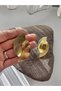 Steel Earrings Striped Fan Model Gold Color Dangle Earrings - 3