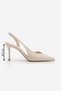 Women's Stiletto Pointed Toe Open Back V-Neck With Scarf Stiletto Heel U Shoes Esvin Ecru - 3