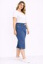 Women's Plus Size Blue, Elastic Waist, Slit Detail at the Leg, High Waist Denim Capri 65N39418