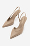 Women's Stiletto Pointed Toe Open Back V-Neck Strap Classic Heeled Shoes Esvin Mink - 5