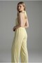 Women's Yellow Halter Neck Jumpsuit Tie-Detail Backless - 3