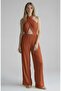 Women's Tile Neck Jumpsuit Tie-Detail Backless