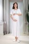 New Season Blue Shawl Collar Ruffled Short Sleeve Full Length Summer Stylish Maternity Pajamas Nightgown Set - 4