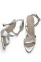 Women's Metallic Silver Design Silver Crocodile Detailed Thin High Heeled Evening Dress Shoes - 6