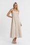 Women's Dress - İnci K Linen (Linen) Strap Dress - 3500