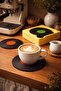 Set of 4 Coasters with Stand, Decorative Plate Design Coasters - Plate Yellow - 3