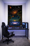 Aesthetic Landscape Wall Covering– Quality Fabric, Gamer Room Decor Tapestry Wall Rug Pc - 2