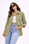 Women's Oversized Khaki Green Linen Shirt – Summer Collection - 6
