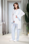 New Season Blue Maternity Shawl Collar Ruffled Short Sleeve Dressing Gown Pajama Set with Breastfeeding Feature - 7