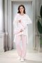 New Season Powder Maternity Shawl Collar Ruffled Short Sleeve Dressing Gown Pajama Set with Breastfeeding Features - 5
