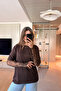 Oversized Stylish Brown Modal T-Shirt with Lace Detail - 6