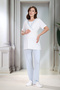 New Season Blue Maternity Shawl Collar Ruffled Short Sleeve Dressing Gown Pajama Set with Breastfeeding Feature - 4