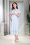 New Season Blue Maternity Summer Dress Eyelet Embroidery Linen Detailed Design Short Sleeve 100% Cotton Nightgown