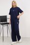 Women's Embroidery Detailed T-Shirt and Pants Two-Piece Set – Comfortable Fit Casual Sports Combination - 2