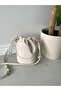 Cream Women's Leather Mini Ruched El and Shoulder Bag