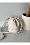 Cream Women's Leather Mini Ruched El and Shoulder Bag - 5