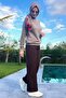 Acı Kahve Ribbed Wide-Leg Pants - 2