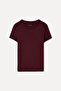 Women's Claret Red Crew Neck T-Shirt