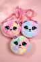 Girl's Purple Teddy Bear Figured Gift Plush Bag |   Glittery Earpieces Adjustable Strap Pieces - 5