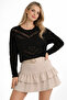 Black Embossed Patterned Women's Knitwear Sweater 100% Cotton - 5
