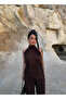 Brown Backless Low-Cut Corded Fabric Set - 2