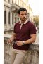 Men's Button Collar Contrast Collar Knitwear T-Shirt - 3