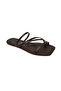 Women's Square Toe Flip-Flops with Brown Cross Straps, Stylish Daily Slippers