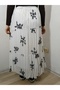Elegant Embroidered Crepe Fabric Chiffon Skirt with Elastic Waistband and Three Layers of Ruffles - 7