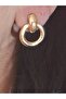 Lacquer and Gold Color Plated Women's Hoop Nail Earrings - 5