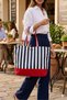 Beach Bag, Baby Bag, Picnic Bag, Striped Women's Bag 100% Cotton - 5
