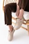Women's Daily Beige Sneakers Lace-Up Comfortable Sneakers - 7