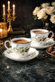2-Piece Porcelain Coffee Cup Set Floral Print Stylish Presentation Cups for Turkish Coffee - 2