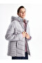 Gray Hooded Women's Puffer Jacket