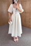 Lace Detailed Contrast Stitching Piece Embroidered Dress - 4
