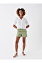 Two Mt Shop Quality Lcw Vision Green Standard Fit Plain Linen Blend Women's Shorts - 2