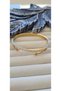 Zircon Stone Gold Nail Detail Steel Clamp Bracelet - 2