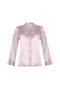 Women's V Lace Collar, Buttoned, Long Sleeve Satin Pajama Set - 2