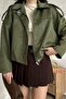 ZR Oversize Women's Bomber Khaki Suede Jacket - 3