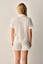 Nude Shirt Collar Shorts Pajama Set - 4