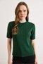 Women's Emerald Green Heart Embroidered Hair Braided Transitional Knitwear Blouse Blz-19003221 - 2