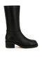 Women Block Heel Calf Boots in Black - 2