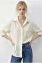 Women's Cream Self-Textured Patterned Cotton Shirt 8114 60286033 - 3