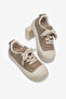 Women's Beige Comfortable Fit Rubber Sole Lace-Up Sneakers - 6